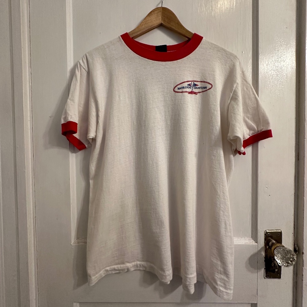 Vintage Men's Cape Cod YC's Ribbed Short Sleeve T-Shirt (White, L)